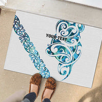 All White Maori Tribal Tattoo Personalised Rubber Doormat Polynesian Style