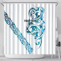 All White Maori Tribal Tattoo Personalised Shower Curtain Polynesian Style