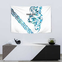 All White Maori Tribal Tattoo Personalised Tapestry Polynesian Style