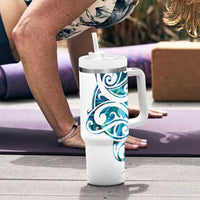 All White Maori Tribal Tattoo Personalised Tumbler With Handle Polynesian Style