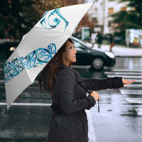 All White Maori Tribal Tattoo Personalised Umbrella Polynesian Style LT9 - Polynesian Pride