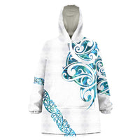 All White Maori Tribal Tattoo Personalised Wearable Blanket Hoodie Polynesian Style