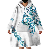 All White Maori Tribal Tattoo Personalised Wearable Blanket Hoodie Polynesian Style