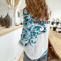All White Maori Tribal Tattoo Personalised Women Casual Shirt Polynesian Style