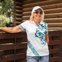 All White Maori Tribal Tattoo Personalised Women Polo Shirt Polynesian Style