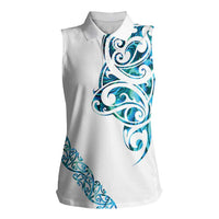 All White Maori Tribal Tattoo Personalised Women Sleeveless Polo Shirt Polynesian Style