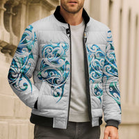 Queensland Maori Kiwi Personalised Bomber Puffer Jacket Ma Kakariki Papua Shell Maori Tribal Tattoo - Polynesian Pride