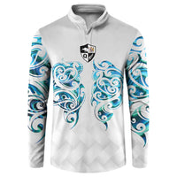 Queensland Maori Kiwi Personalised Button Sweatshirt Ma Kakariki Papua Shell Maori Tribal Tattoo