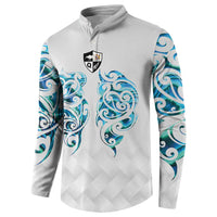 Queensland Maori Kiwi Personalised Button Sweatshirt Ma Kakariki Papua Shell Maori Tribal Tattoo