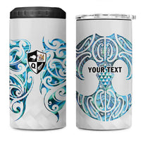 Queensland Maori Kiwi Personalised 4 in 1 Can Cooler Tumbler Ma Kakariki Papua Shell Maori Tribal Tattoo