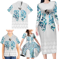 Queensland Maori Kiwi Personalised Family Matching Long Sleeve Bodycon Dress and Hawaiian Shirt Ma Kakariki Papua Shell Maori Tribal Tattoo