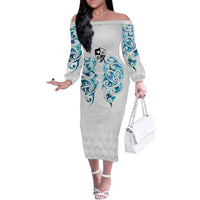 Queensland Maori Kiwi Personalised Family Matching Off The Shoulder Long Sleeve Dress and Hawaiian Shirt Ma Kakariki Papua Shell Maori Tribal Tattoo