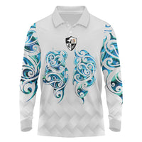 Queensland Maori Kiwi Personalised Long Sleeve Polo Shirt Ma Kakariki Papua Shell Maori Tribal Tattoo