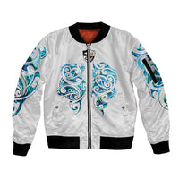 Queensland Maori Kiwi Personalised Sleeve Zip Bomber Jacket Ma Kakariki Papua Shell Maori Tribal Tattoo