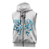 Queensland Maori Kiwi Personalised Sleeveless Zip Hoodie Ma Kakariki Papua Shell Maori Tribal Tattoo - Polynesian Pride