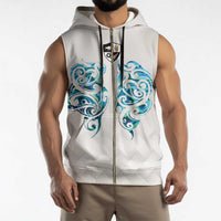 Queensland Maori Kiwi Personalised Sleeveless Zip Hoodie Ma Kakariki Papua Shell Maori Tribal Tattoo - Polynesian Pride
