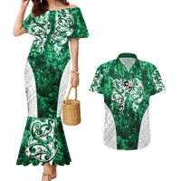 Queensland Maori Kiwi Personalised Couples Matching Mermaid Dress and Hawaiian Shirt Kikirangi Papua Shell Maori Tribal Tattoo