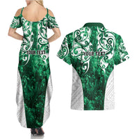 Queensland Maori Kiwi Personalised Couples Matching Summer Maxi Dress and Hawaiian Shirt Kikirangi Papua Shell Maori Tribal Tattoo
