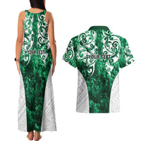 Queensland Maori Kiwi Personalised Couples Matching Tank Maxi Dress and Hawaiian Shirt Kikirangi Papua Shell Maori Tribal Tattoo
