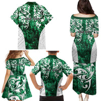 Queensland Maori Kiwi Personalised Family Matching Puletasi and Hawaiian Shirt Kikirangi Papua Shell Maori Tribal Tattoo