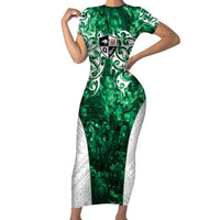 Queensland Maori Kiwi Personalised Family Matching Short Sleeve Bodycon Dress and Hawaiian Shirt Kikirangi Papua Shell Maori Tribal Tattoo