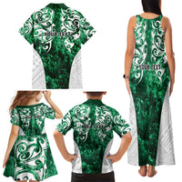 Queensland Maori Kiwi Personalised Family Matching Tank Maxi Dress and Hawaiian Shirt Kikirangi Papua Shell Maori Tribal Tattoo