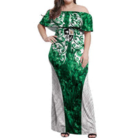 Queensland Maori Kiwi Personalised Off Shoulder Maxi Dress Kikirangi Papua Shell Maori Tribal Tattoo