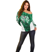 Queensland Maori Kiwi Personalised Off Shoulder Sweater Kikirangi Papua Shell Maori Tribal Tattoo