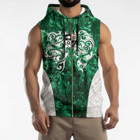 Queensland Maori Kiwi Personalised Sleeveless Zip Hoodie Kikirangi Papua Shell Maori Tribal Tattoo - Polynesian Pride