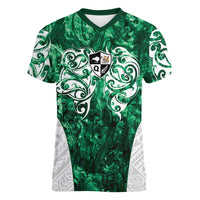 Queensland Maori Kiwi Personalised Women V-Neck T-Shirt Kikirangi Papua Shell Maori Tribal Tattoo