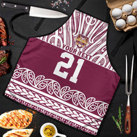 Queensland Maori Nga Hau E Wha Custom Apron Polynesian Maori Tribal Pattern LT9 Maroon - Polynesian Pride