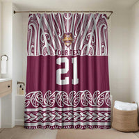 Queensland Maori Nga Hau E Wha Custom Bathroom Set Polynesian Maori Tribal Pattern LT9 Shower Curtain Only Maroon - Polynesian Pride
