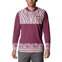 Queensland Maori Nga Hau E Wha Custom Button Sweatshirt Polynesian Maori Tribal Pattern