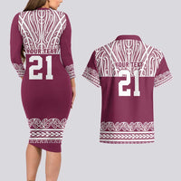 Queensland Maori Nga Hau E Wha Custom Couples Matching Long Sleeve Bodycon Dress and Hawaiian Shirt Polynesian Maori Tribal Pattern