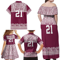 Queensland Maori Nga Hau E Wha Custom Family Matching Off Shoulder Maxi Dress and Hawaiian Shirt Polynesian Maori Tribal Pattern