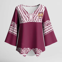 Queensland Maori Nga Hau E Wha Custom Kimono Sleeve Blouse Polynesian Maori Tribal Pattern - Polynesian Pride