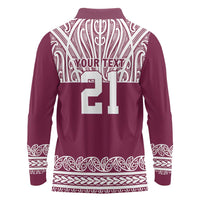 Queensland Maori Nga Hau E Wha Custom Long Sleeve Polo Shirt Polynesian Maori Tribal Pattern