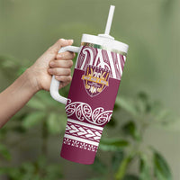 Queensland Maori Nga Hau E Wha Custom Tumbler With Handle Polynesian Maori Tribal Pattern