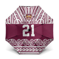 Queensland Maori Nga Hau E Wha Custom Umbrella Polynesian Maori Tribal Pattern LT9 One Size Folded 11.42 inch Opened Diameter 37.4 inch Maroon - Polynesian Pride