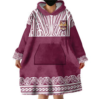 Queensland Maori Nga Hau E Wha Custom Wearable Blanket Hoodie Polynesian Maori Tribal Pattern