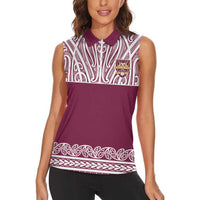 Queensland Maori Nga Hau E Wha Custom Women Sleeveless Polo Shirt Polynesian Maori Tribal Pattern