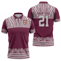 Queensland Maori Nga Hau E Wha Custom Zipper Polo Shirt Polynesian Maori Tribal Pattern LT9 - Polynesian Pride