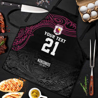 Queensland Papua New Guinea Custom Apron All Black Pacific PNG Tribal Style LT9 Black - Polynesian Pride