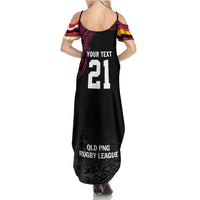 Queensland Papua New Guinea Custom Family Matching Summer Maxi Dress and Hawaiian Shirt All Black Pacific PNG Tribal Style