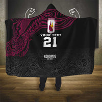 Queensland Papua New Guinea Custom Hooded Blanket All Black Pacific PNG Tribal Style