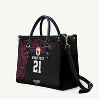 Queensland Papua New Guinea Custom Leather Bag All Black Pacific PNG Tribal Style LT9 Black - Polynesian Pride
