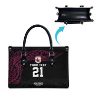 Queensland Papua New Guinea Custom Leather Bag All Black Pacific PNG Tribal Style LT9 - Polynesian Pride