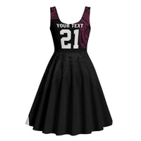 Queensland Papua New Guinea Custom Midi Dress All Black Pacific PNG Tribal Style - Polynesian Pride