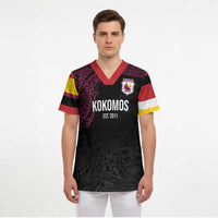 Queensland Papua New Guinea Custom Scrub Top All Black Pacific PNG Tribal Style - Polynesian Pride