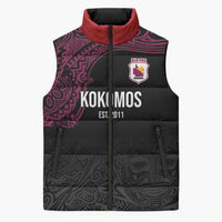 Queensland Papua New Guinea Custom Sleeveless Puffer Jacket All Black Pacific PNG Tribal Style LT9 Unisex Black - Polynesian Pride